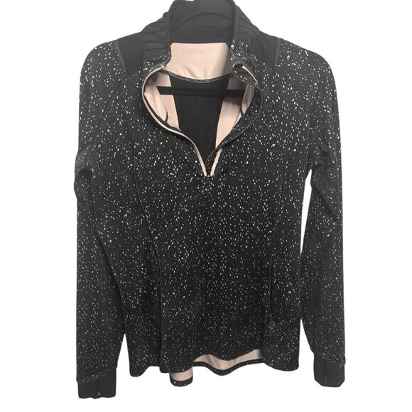 LULULEMON Go The Distance 1/2 Zip Jacket 8 Running Thumbholes Active Black Pink - Picture 7 of 8